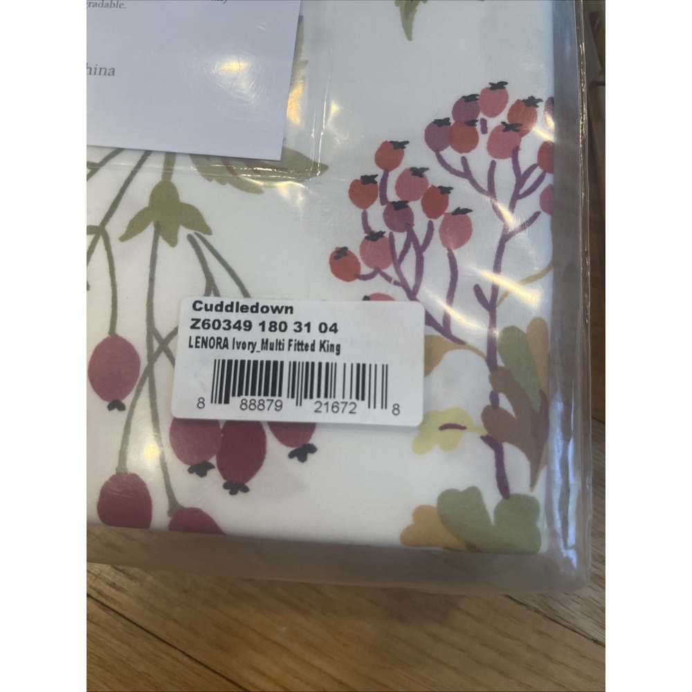 Cuddledown LENORA King Sheet Set 100% Cotton Leaves Berries, Fall Cottagecore - Picture 8 of 10